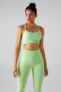 [SY Fly] Crisscross Scoop Neck Top and High Waist Pants Active Set