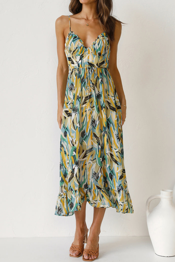 [Y@M] Tied Printed Sleeveless Cami Dress