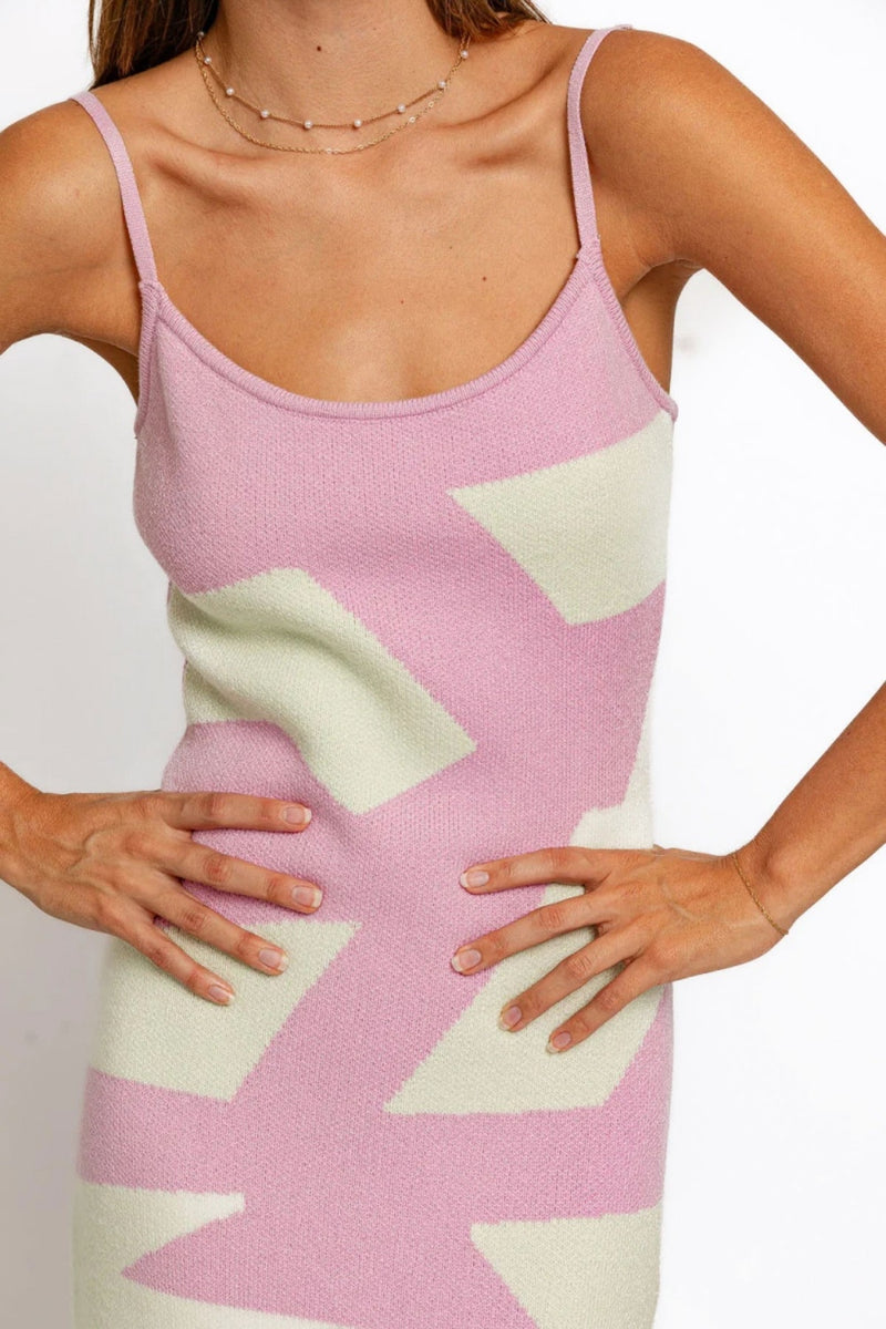 [Tasha Apparel] Abstract Contrast Maxi Sweater Cami Dress