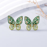 [J.J.S.P] Alloy Inlaid Rhinestone Butterfly Earrings