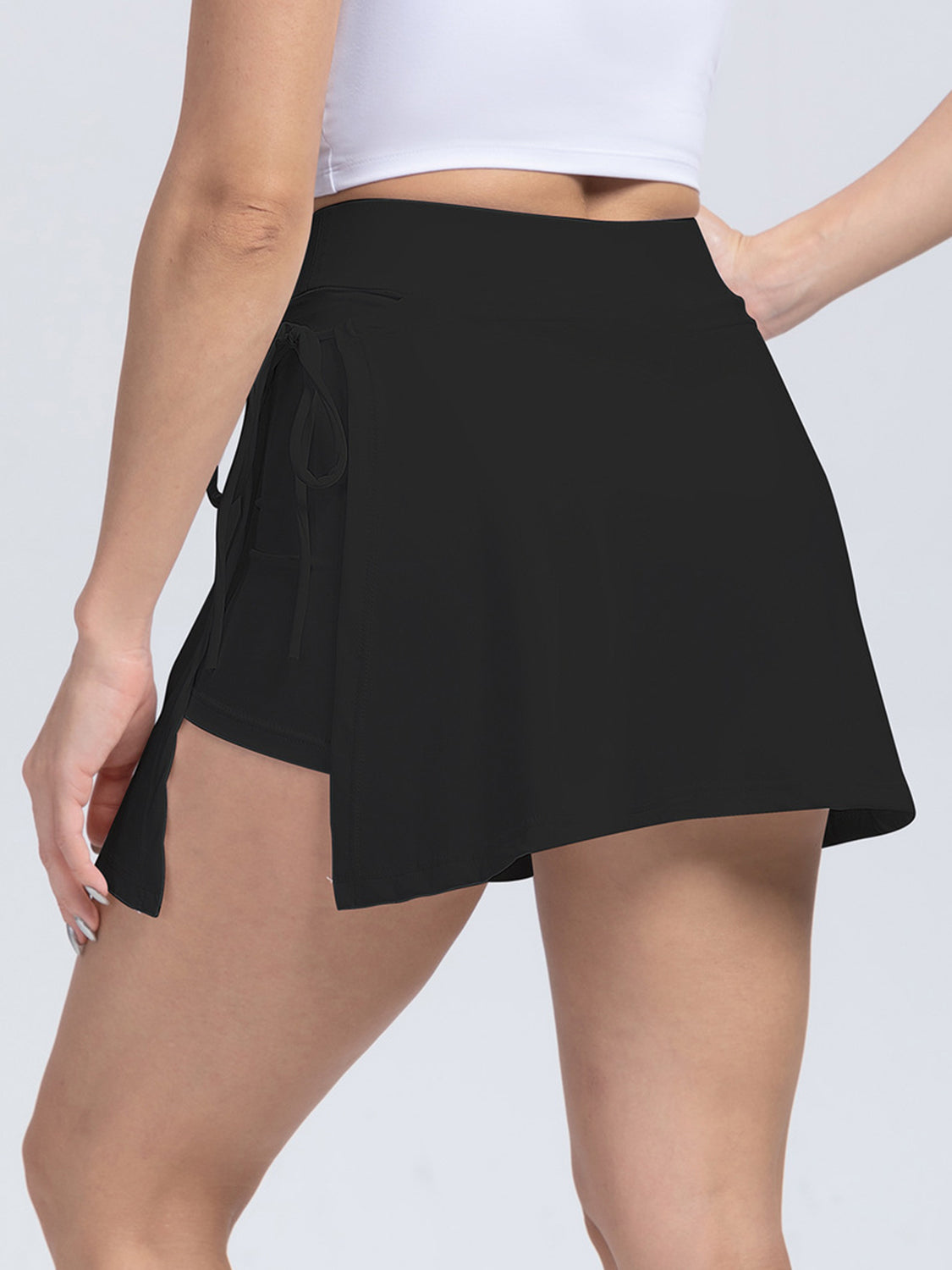 [Y&Z] Tied High Waist Active Shorts