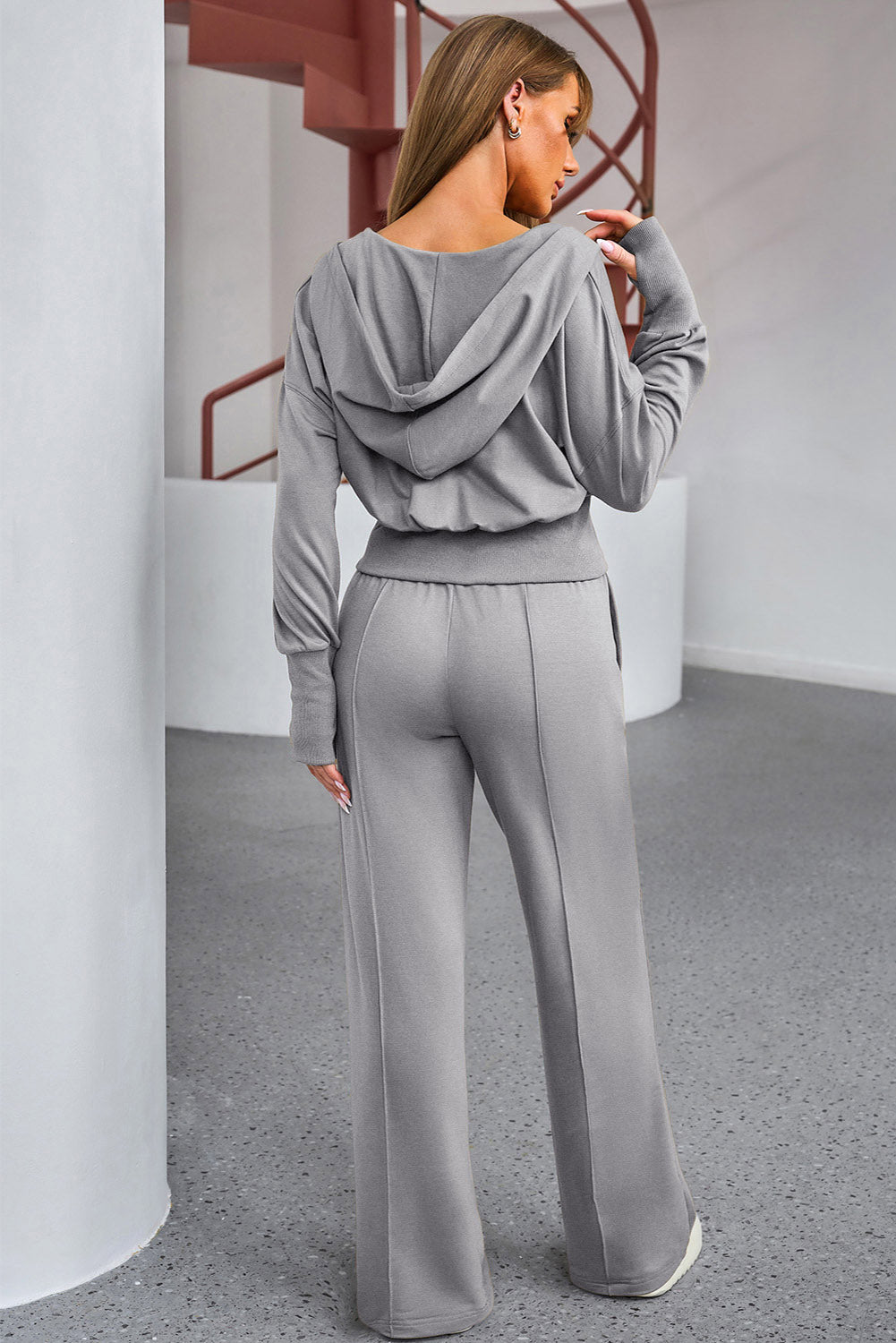 [SYNZ] Dropped Shoulder Hoodie and Drawstring Pants Active Set