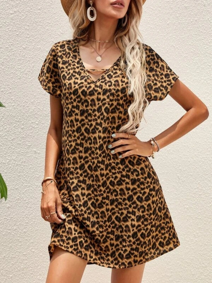 [SLM] Leopard Short Sleeve Mini Dress