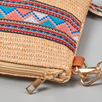 [B@Y] Geometric Straw Weave Crossbody Bag