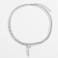 [Ken] Rhinestone Synthetic Pearl Three-Layered Necklace