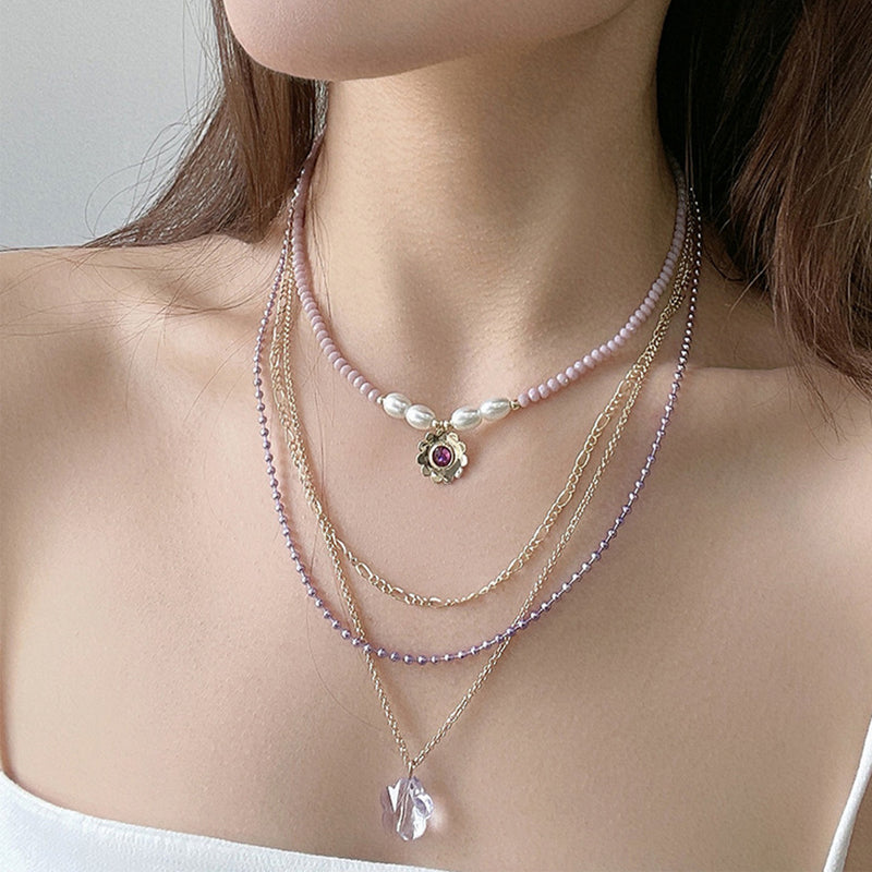 [Ken] Layered Flower Pendant Necklace