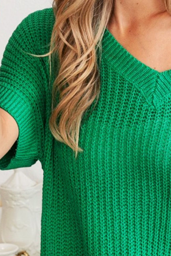 [BiBi] V-Neck Short Sleeve Sweater