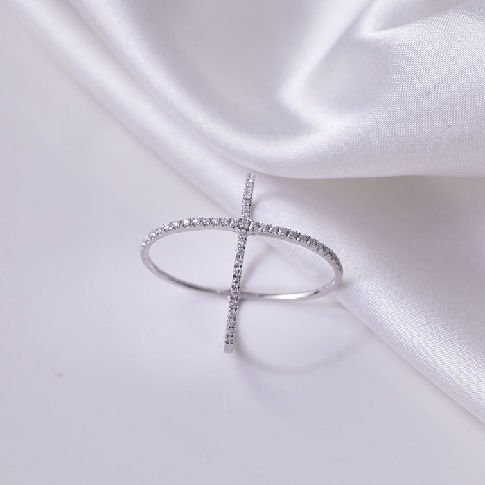 925 Sterling Silver Moissanite Crisscross Ring