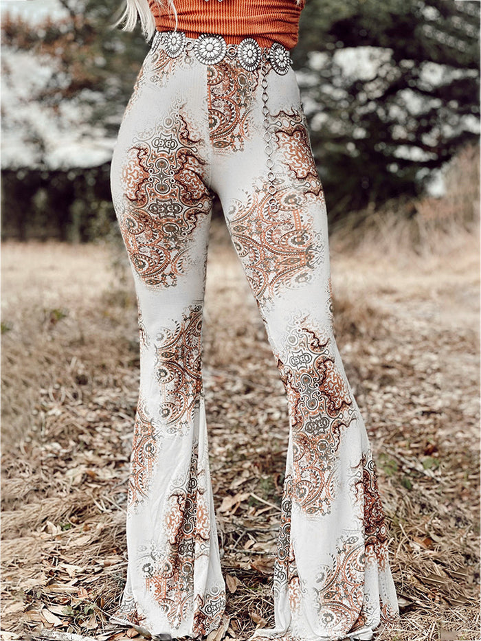 [SYNZ] Printed Bodyline Flare Pants