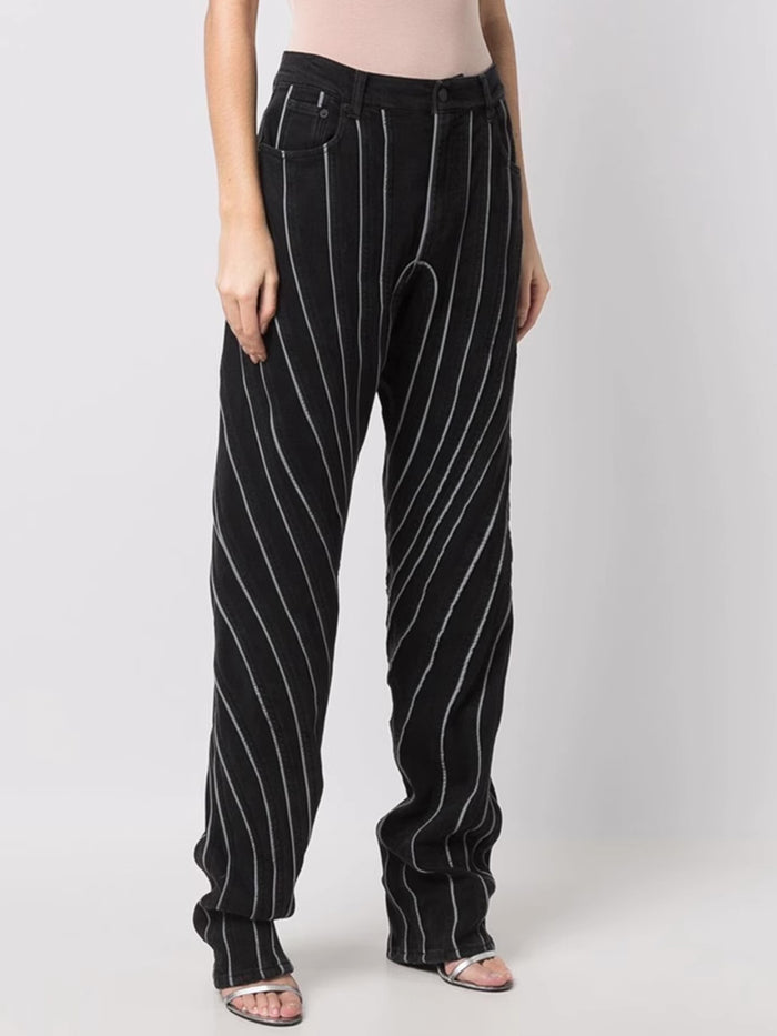 [M.D] Striped Straight Jeans with Pockets