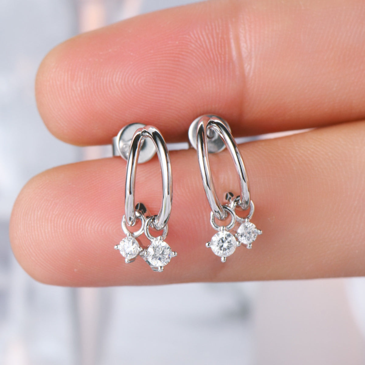 [AINUOSHI] 925 Sterling Silver Moissanite C-Hoop Earrings