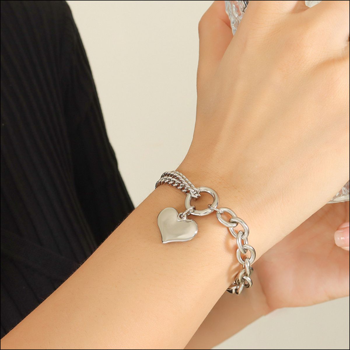 [M^L] Half Chunky Chain Titanium Steel Bracelet