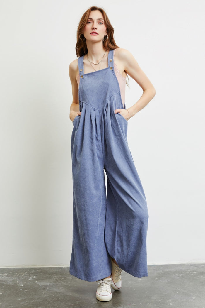 [HEYSON] Wide Leg Overalls with Pockets