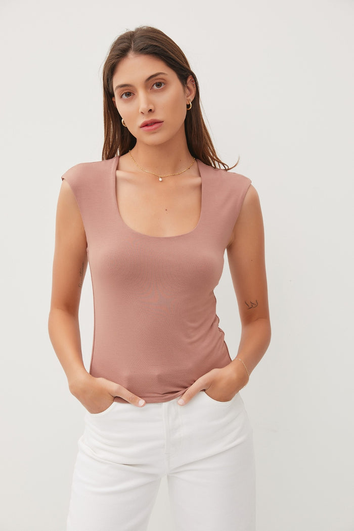 [Be Cool] Square Neck Cap Sleeve Tank