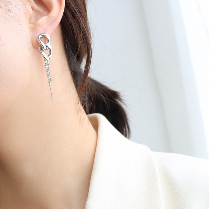 [M^L] Titanium Steel Chain Shape Earrings