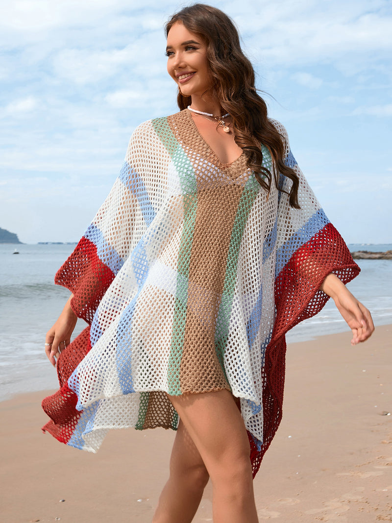[M&Y] Openwork Color Block Plunge Cover-Up