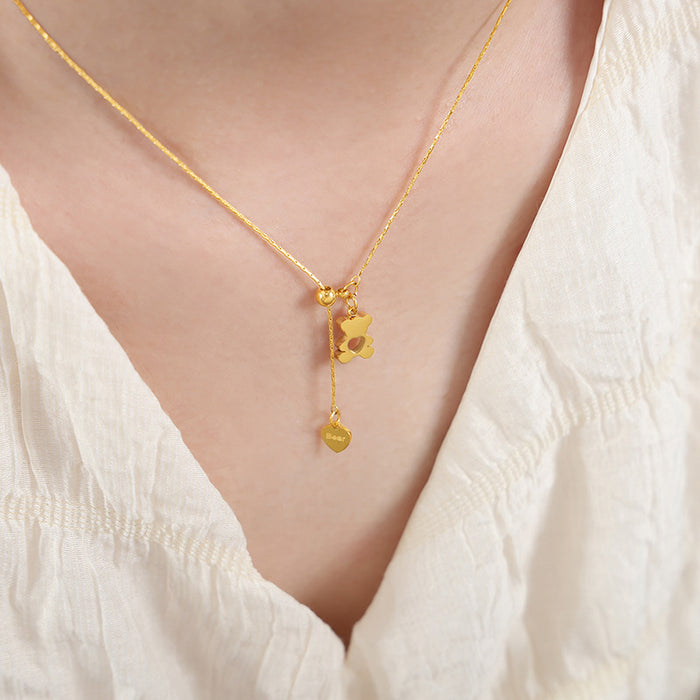 18K Gold-Plated Bear Necklace
