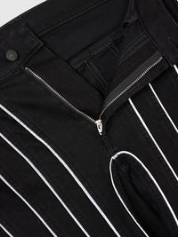 [M.D] Striped Straight Jeans with Pockets