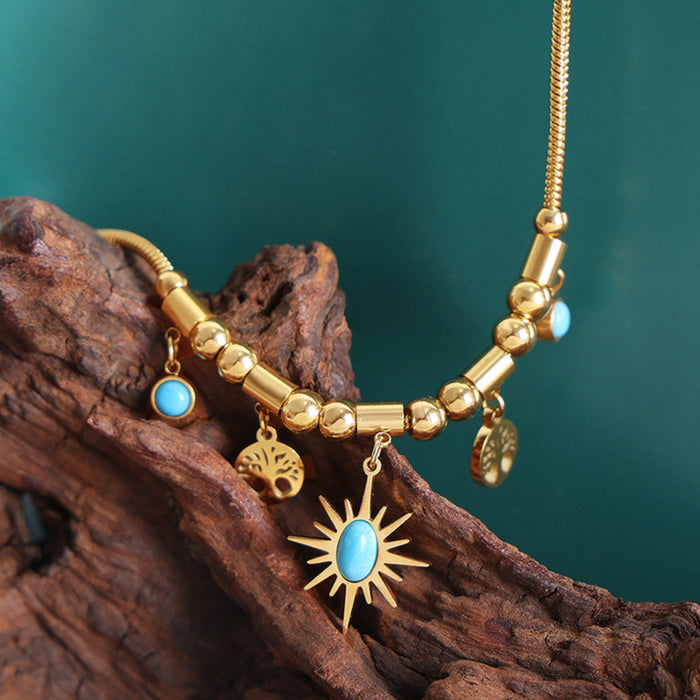 [M^L] Gold-Plated Titanium Steel Charm Necklace