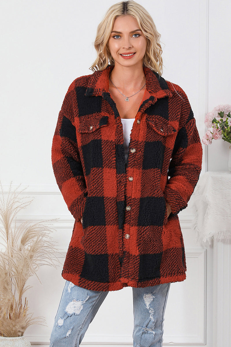 [SYNZ] Plaid Button Down Coat with Pockets