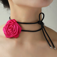[Ken] PU Leather Rope Rose Shape Necklace