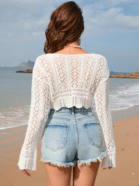 [M&Y] Drawstring Openwork Long Sleeve Cover-Up