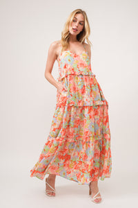 [And The Why] Floral Ruffled Tiered Maxi Cami Dress